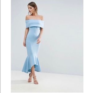 Club L Bardot Drop Peplum Maternity Dress - Blue